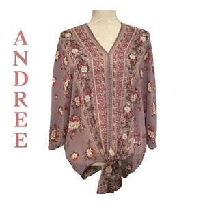 Urban Outfitters Andrée Floral‎ sheer Blouse, Size S